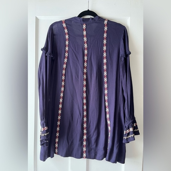 Tularosa Arabella Embroidered Navy Blue Tunic Dress Size XS - Picture 3 of 6